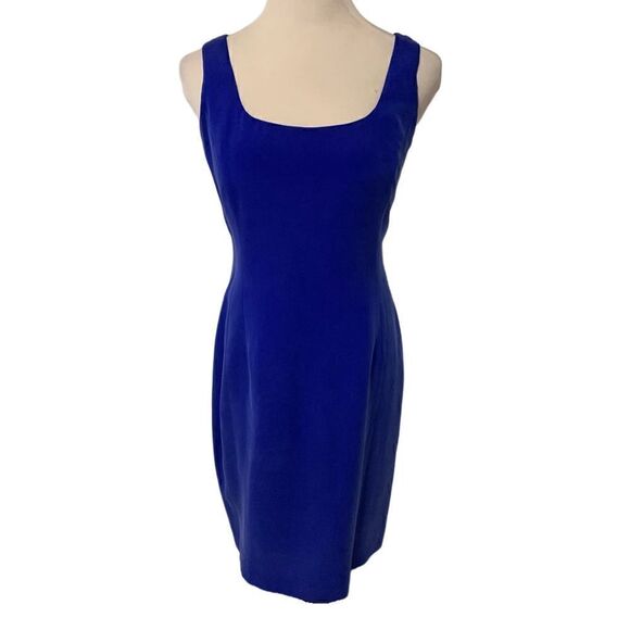 Jones New York Royal Blue 100% Silk Sleeveless Sheath Dress Sz 12 - Picture 1 of 4